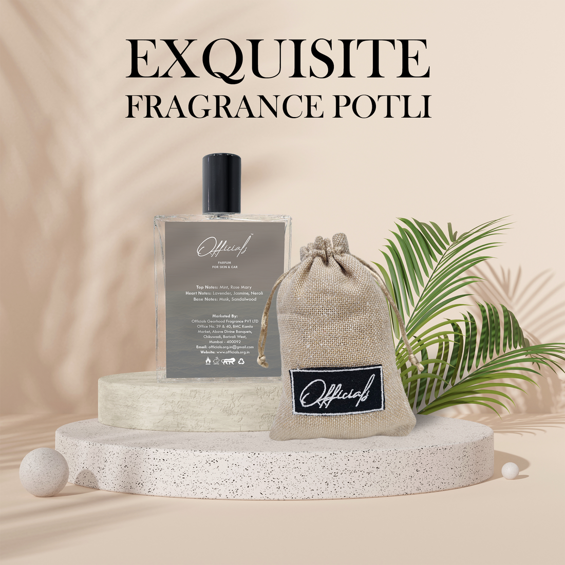 Celestial perfume displayed in an elegant bottle, evoking the invigorating scent of mint, lavender, and sea spray.